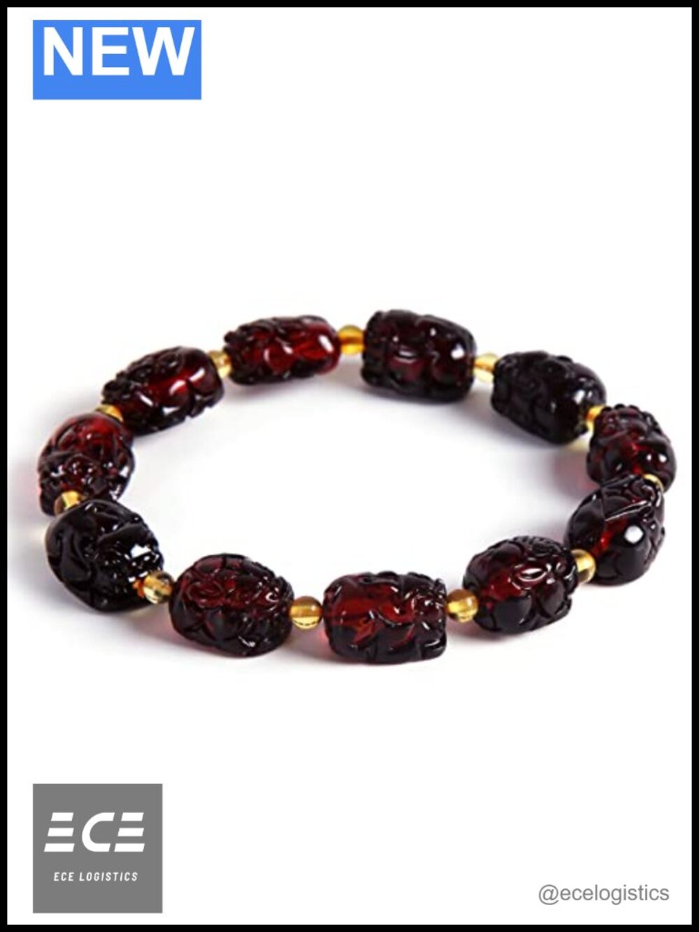 Baltic Amber Stretch Bracelet 7 Inch Genuine Gemstone Gift for Her